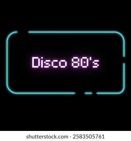 Retro style 80s disco design neon