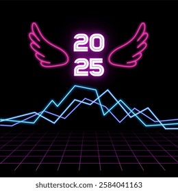 Retro style 80s disco design neon
