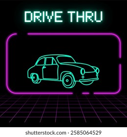 Retro style 80s disco design neon