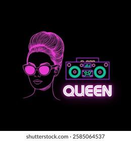 Retro style 80s disco design neon