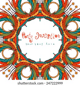Retro style abstract background. Bright colors vintage invitation card. Can be used for cards, invitations, fabrics, wallpapers, scrap-booking, ornamental template for design and decoration, etc