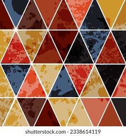 Retro Style Abstract Colorful Triangles Pattern Background With Grunge Effect