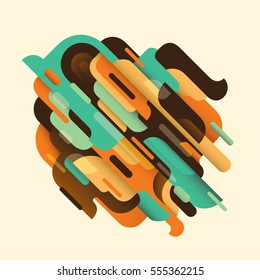 Composición abstracta de estilo retro, hecha de varias formas y objetos en color. Ilustración vectorial.
