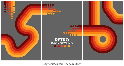 Diseño Abstractas de estilo retro con patrones geométricos circulares y vibrantes