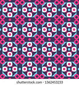 Retro style abstract geometric colored seamless pattern.