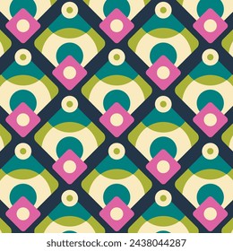 Retro style abstract geometric colored seamless pattern
