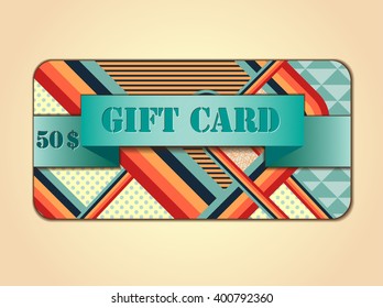 Retro style abstract gift card