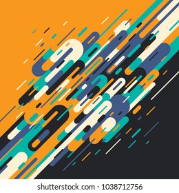 abstracción de estilo retro en color. Patrón de formas y líneas redondeadas. Ilustración vectorial.