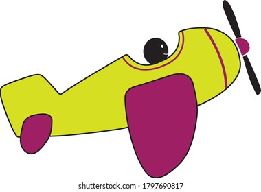Retro style airplane with pilot vector icon isolated