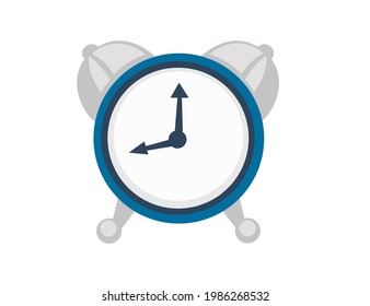 Retro style alarm clock with plastic case mechanical clock vector illustration on white background