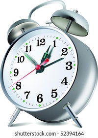 Retro style alarm clock. Vector