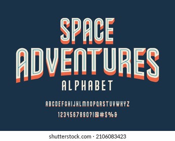 Retro style alphabet design with uppercase, number and symbols