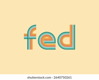 Retro Style Alphabet Letters  FED - Vintage Design, 70s Inspired Font, Colorful Stripes, Graphic Design Element,  Perfect for Logos, Branding, and Retro Projects