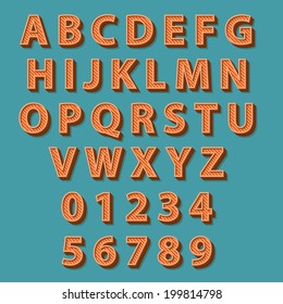 Retro style alphabet. Vector design