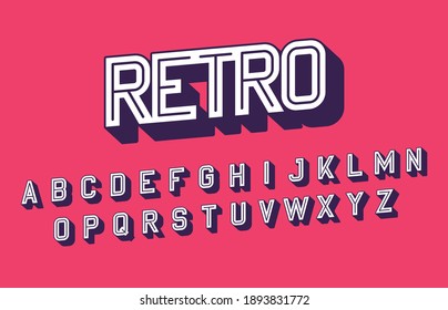 Retro style alphabet. Vector illustration.