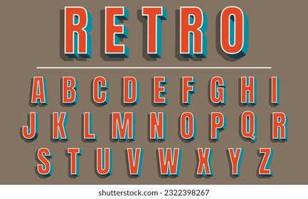 Retro style alphabet. Vector illustration