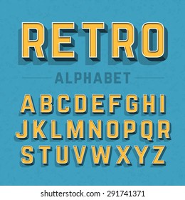 Retro style alphabet vector illustration