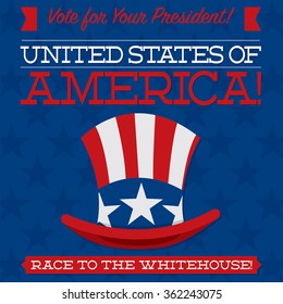 Retro style American election typographic card in vector format.
