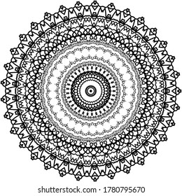 Retro style arabic or indian mandala pattern, mandala texture background, black and white design.  vector illustration