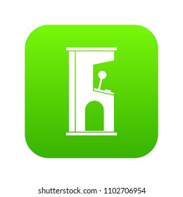 Retro style arcade game machine icon digital green for any design isolated on white vector illustration