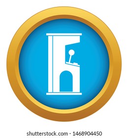 Retro style arcade game machine icon blue vector isolated on white background for any design