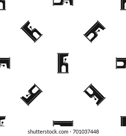 Retro style arcade game machine pattern repeat seamless in black color for any design. Vector geometric illustration