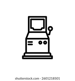 Retro style arcade machine icon with classic joystick and buttons, simple design, perfect for gaming concepts and design elements.