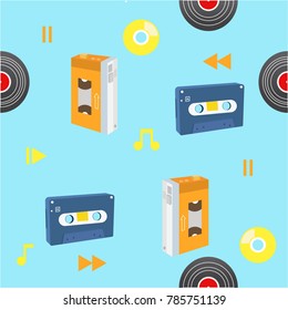 Retro style audio seamless pattern. Set of Retro style audio. Design for Print card, website, cover.