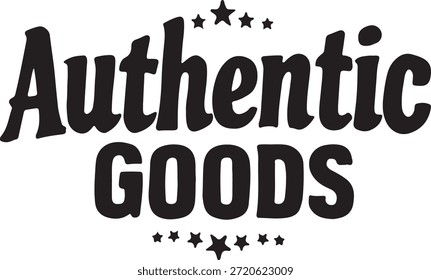 Tipografía de mercancías auténticas de estilo retro con elemento de diseño de Antiguas de estrellas 