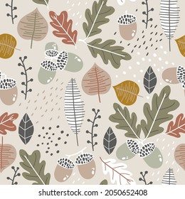 Retro style autumn seamless pattern. Vector background