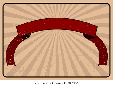 Retro style background with blank red ribbon and space for your text