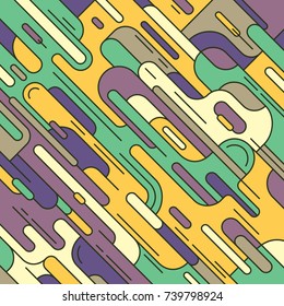 Fondo de estilo retro con un diseño colorido de formas y líneas redondeadas abstractas. Ilustración vectorial.