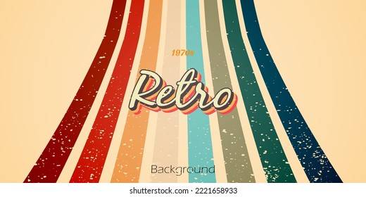 Retro style background with colorful lines and grunge texture vintage design 