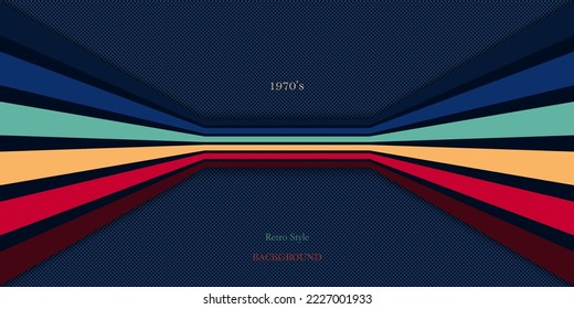 Retro style background with colorful perspective stripes lines vintage design