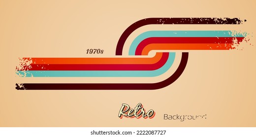 Retro style background with colorful simple stripes lines geometric shape and grunge texture vintage design