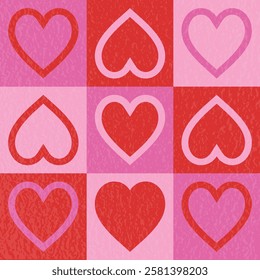 Retro style background with heart. Pattern design for Valentine’s Day, Mother’s Day and Women’s Day. Vector illustration