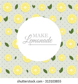 Retro style background with lemons and polka dots.