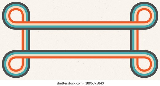 Retro style banner 70s, 1970, abstract simple retro lines on grunge background. Stylish minimal template design for headline. Vector background