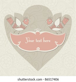 Retro style banner with bird and frame for your text .Vintage illustration of bird, can be used as web page decoration. Bird on frame with place for your text.