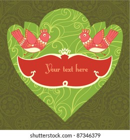 Retro style banner with bird and frame for your text .Vintage illustration of bird, can be used as web page decoration. Bird on frame with place for your text.