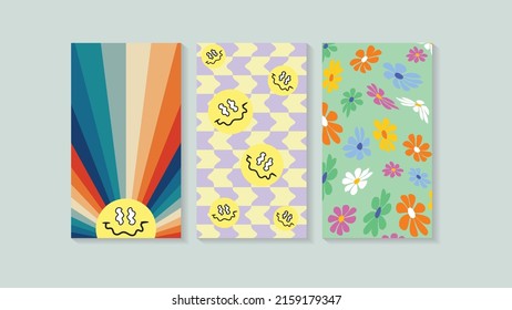 Retro style banner design set. Creative illustration for poster,  cover, ad, social media.