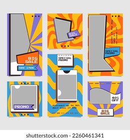 Retro style banners layout. Editable template. 