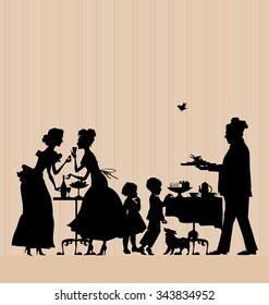 retro style banquet silhouette