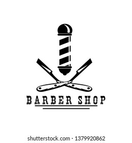 retro style barber shop logo design