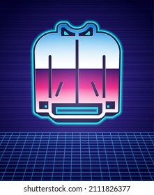 Retro style Baseball t-shirt icon isolated futuristic landscape background. Baseball jersey, sport uniform, raglan t-shirt sport. 80s fashion party. Vector