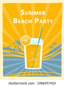 Retro style beach party invitation poster