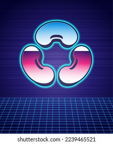 Retro style Beans icon isolated futuristic landscape background. 80s fashion party. Vector