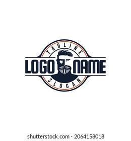 retro style bearded man emblem suitable for babershop and similar industries