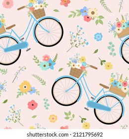 Retro Style Blue Bicycles Flower Bouquets Stock Vector (Royalty Free ...