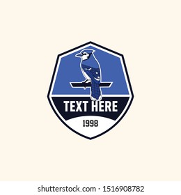 Retro Style Blue Jay Bird Patch Template